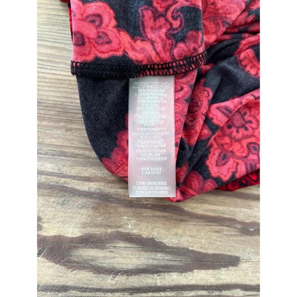 Marc New York Fit and Flare Midi Dress Womens 12 Red Floral Bell Sleeve Flowy - Picture 5 of 7